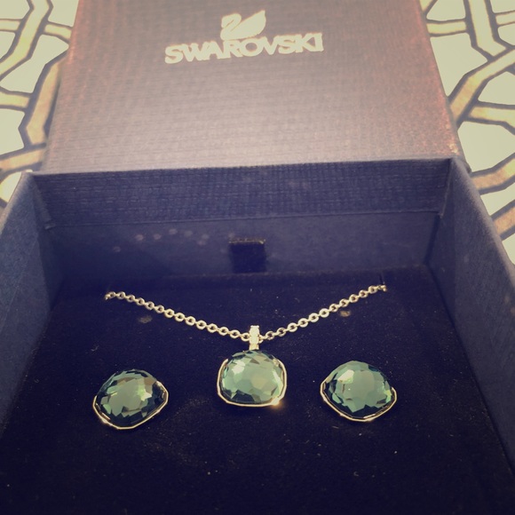 Swarovski Jewelry - Swarovski azure blue earrings and necklace set NWT